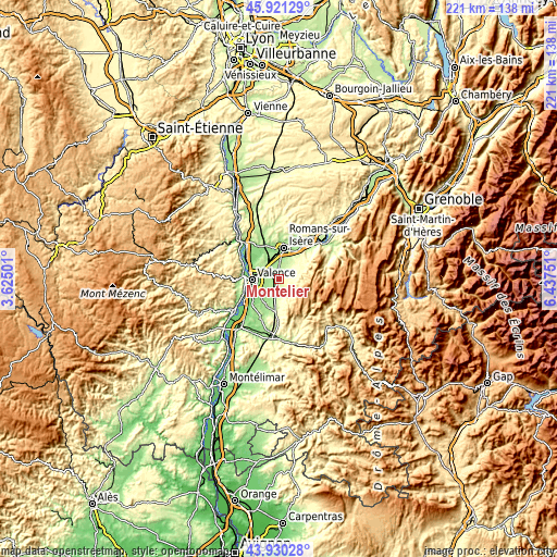 Topographic map of Montélier