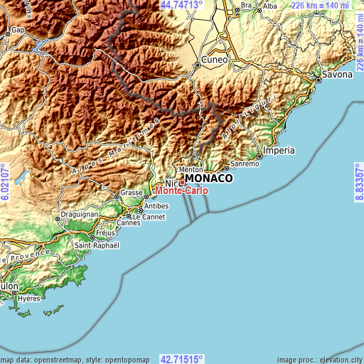 Topographic map of Monte-Carlo