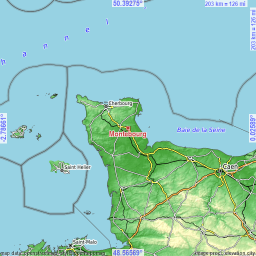 Topographic map of Montebourg