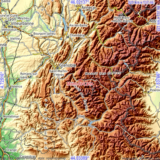 Topographic map of Mont-de-Lans