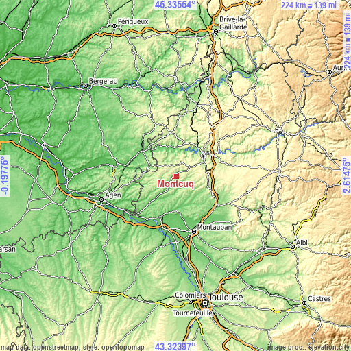 Topographic map of Montcuq