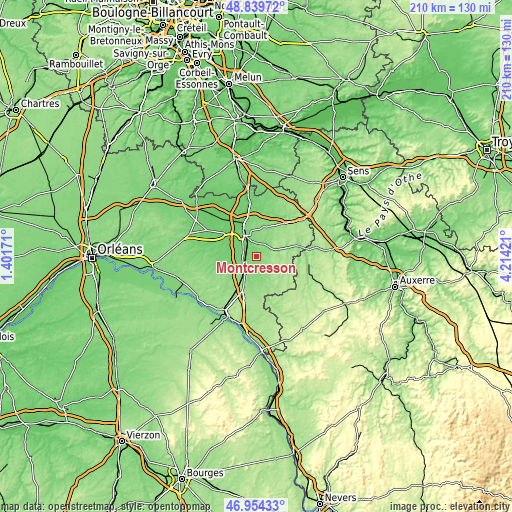 Topographic map of Montcresson