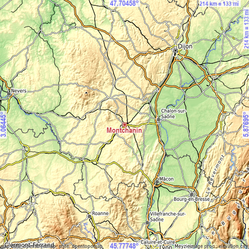 Topographic map of Montchanin