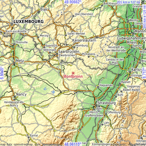 Topographic map of Montbronn