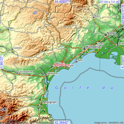 Topographic map of Montblanc