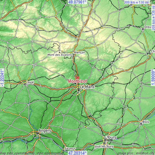 Topographic map of Montbizot