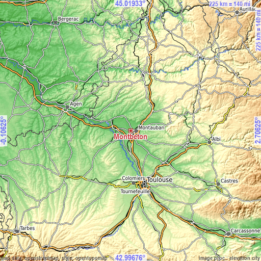 Topographic map of Montbeton