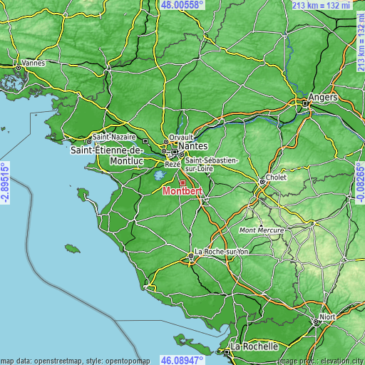 Topographic map of Montbert