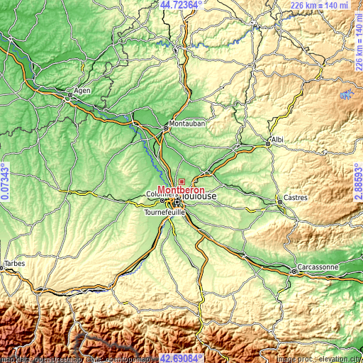 Topographic map of Montberon