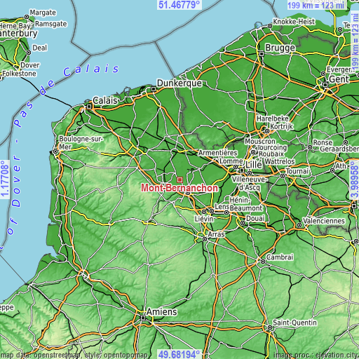 Topographic map of Mont-Bernanchon