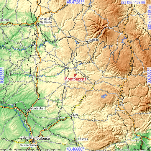 Topographic map of Montbazens