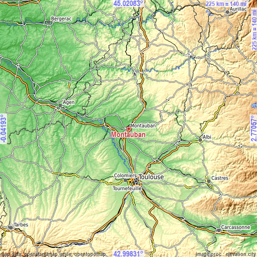 Topographic map of Montauban