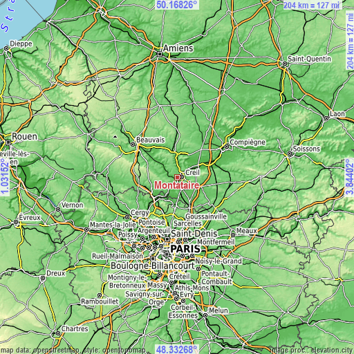 Topographic map of Montataire