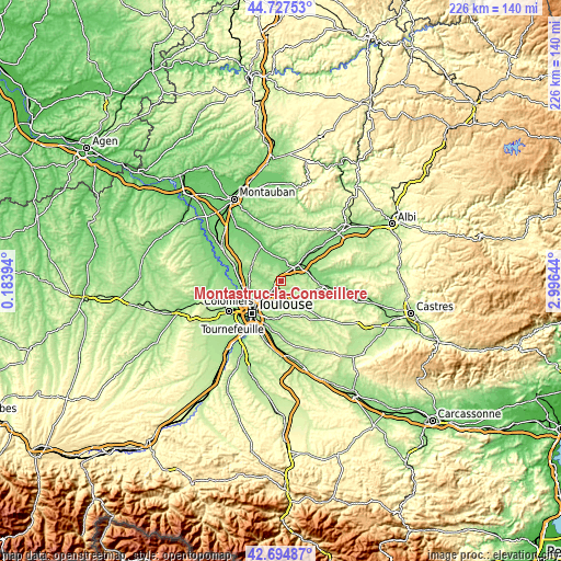 Topographic map of Montastruc-la-Conseillère