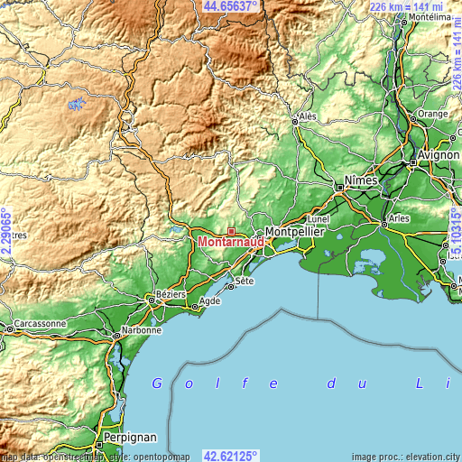 Topographic map of Montarnaud