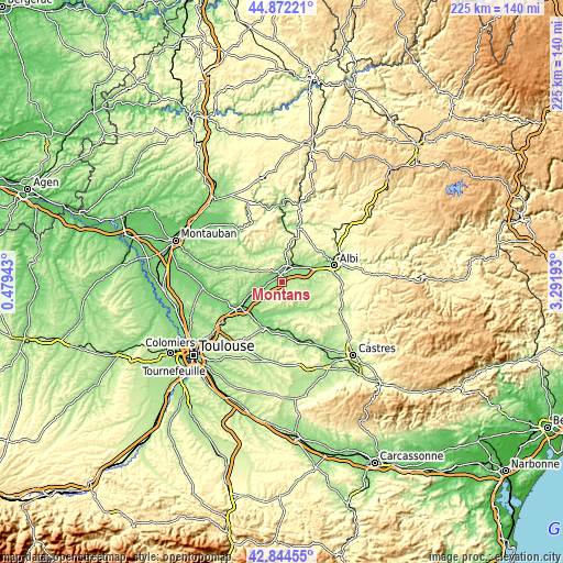 Topographic map of Montans