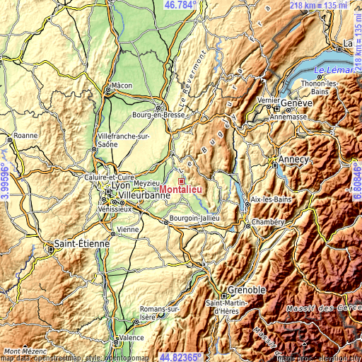 Topographic map of Montalieu