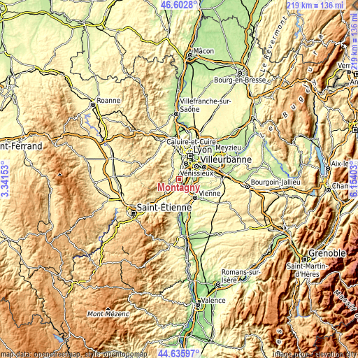 Topographic map of Montagny