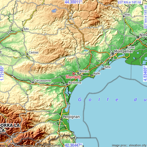 Topographic map of Montady