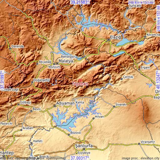 Topographic map of Tepehan