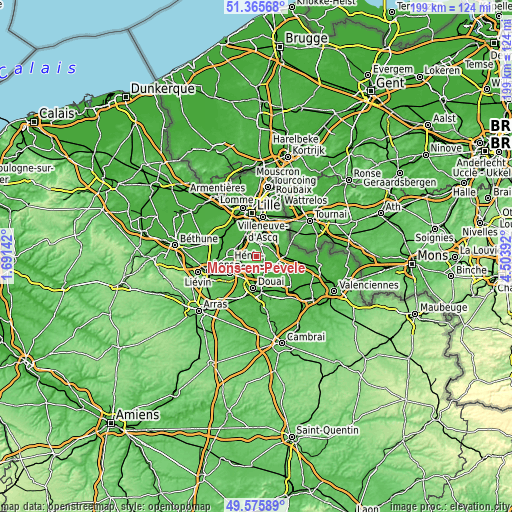 Topographic map of Mons-en-Pévèle