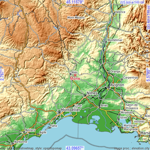 Topographic map of Mons