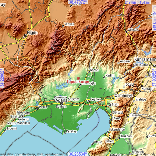 Topographic map of Tepecikören