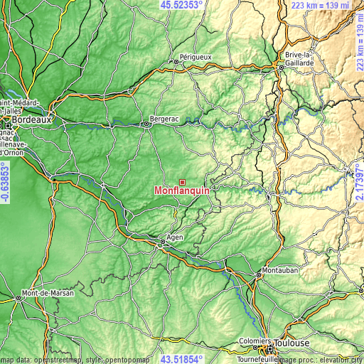 Topographic map of Monflanquin