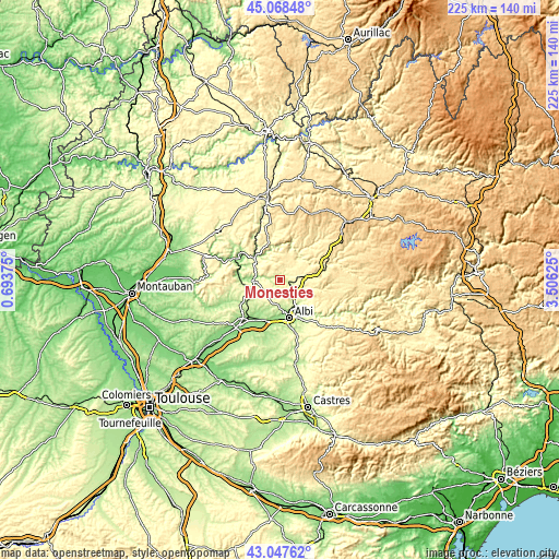 Topographic map of Monestiés