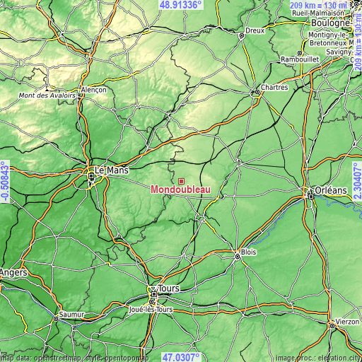 Topographic map of Mondoubleau