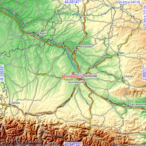 Topographic map of Mondonville