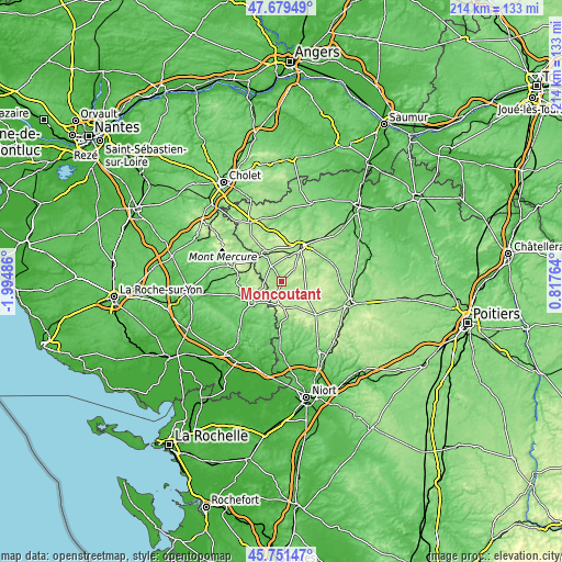 Topographic map of Moncoutant