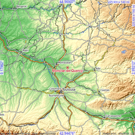 Topographic map of Monclar-de-Quercy