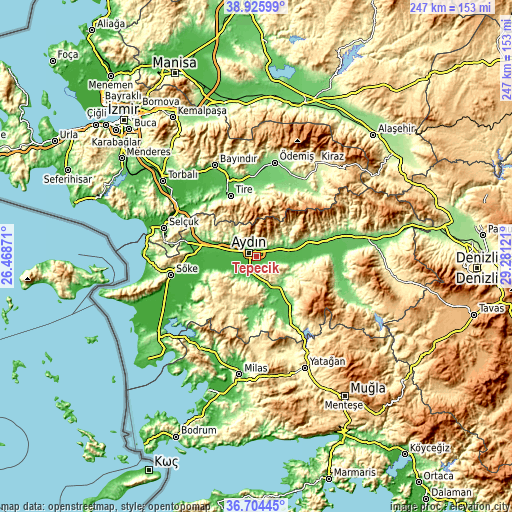 Topographic map of Tepecik