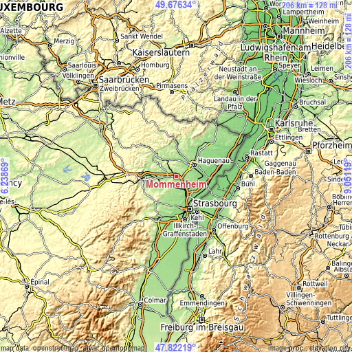 Topographic map of Mommenheim