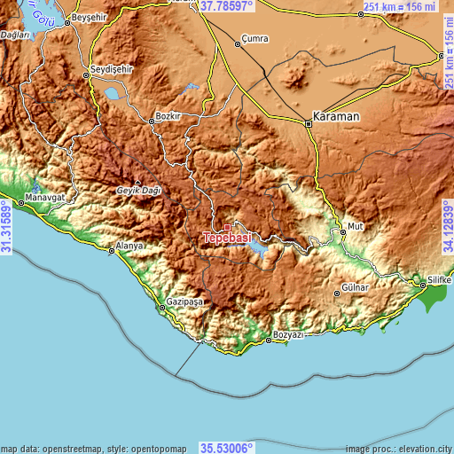 Topographic map of Tepebaşı