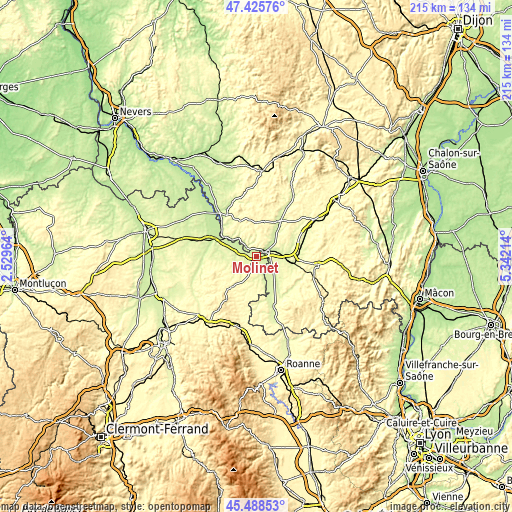 Topographic map of Molinet