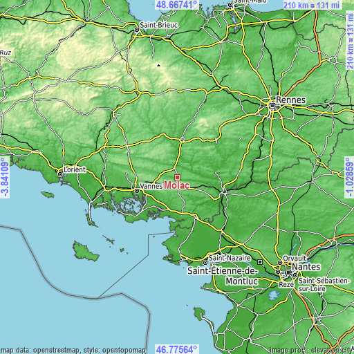 Topographic map of Molac