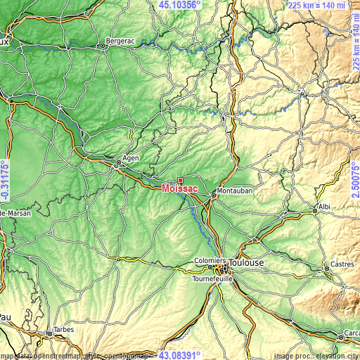Topographic map of Moissac