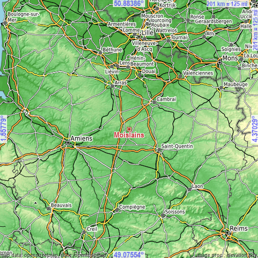 Topographic map of Moislains