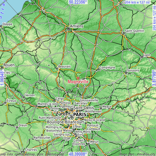 Topographic map of Mogneville