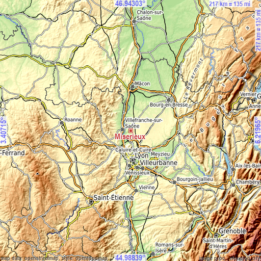 Topographic map of Misérieux