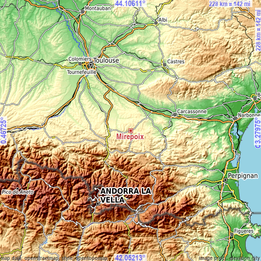 Topographic map of Mirepoix