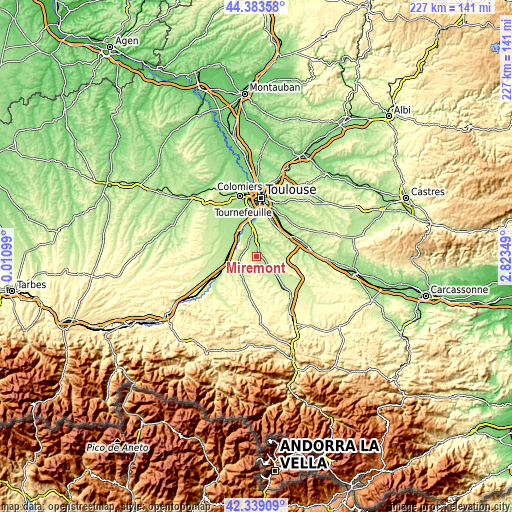 Topographic map of Miremont