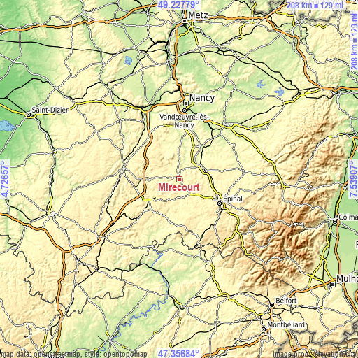 Topographic map of Mirecourt