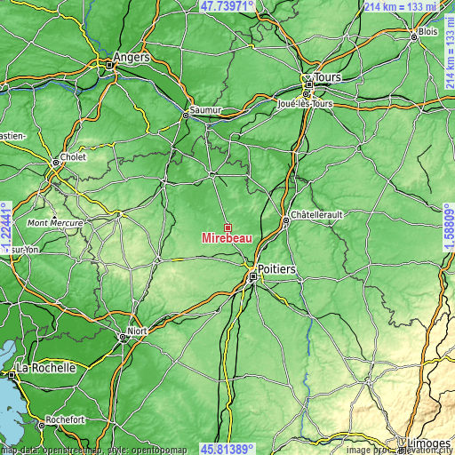 Topographic map of Mirebeau