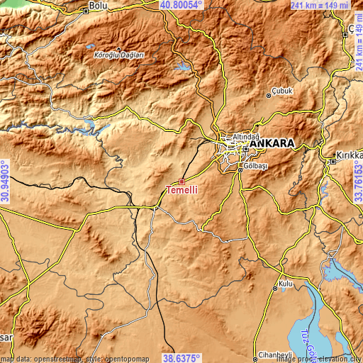 Topographic map of Temelli