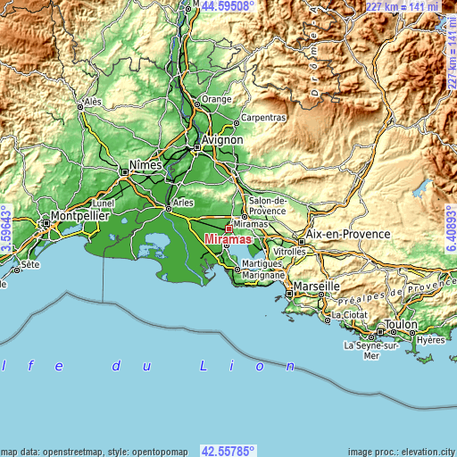 Topographic map of Miramas