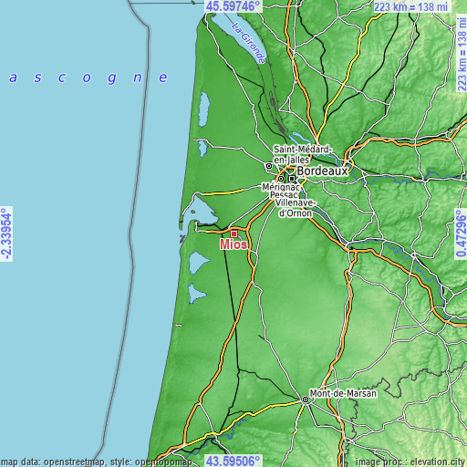 Topographic map of Mios