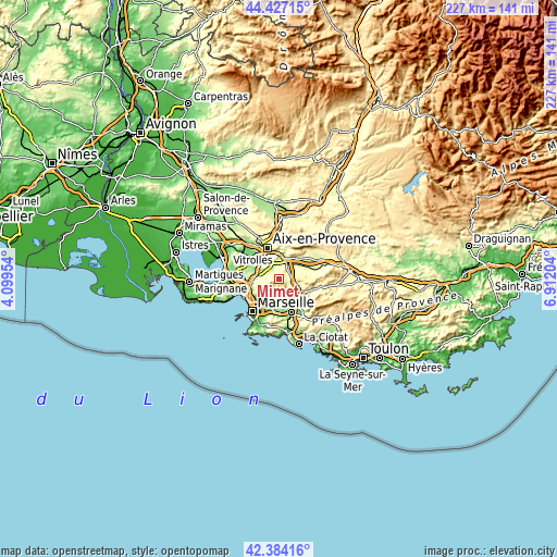 Topographic map of Mimet